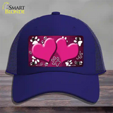 Paw Heart Pink White Novelty License Plate Hat Mesh / Royal Blue