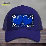 Paw Heart Blue White Novelty License Plate Hat Mesh / Royal Blue