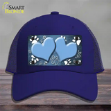 Paw Heart Light Blue White Novelty License Plate Hat Mesh / Royal Blue