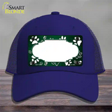 Paw Scallop Green White Novelty License Plate Hat Mesh / Royal Blue