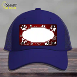 Paw Scallop Red White Novelty License Plate Hat Mesh / Royal Blue