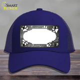 Paw Scallop Gray White Novelty License Plate Hat Mesh / Royal Blue