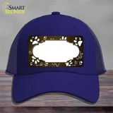 Paw Scallop Brown White Novelty License Plate Hat Mesh / Royal Blue