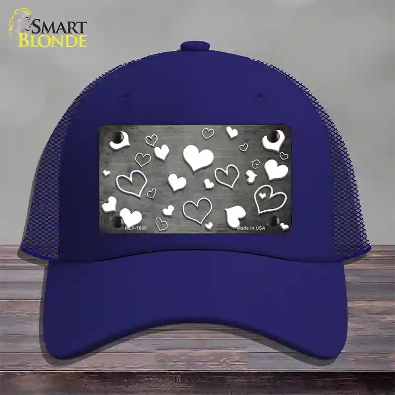 Gray White Love Oil Rubbed Novelty License Plate Hat Mesh / Royal Blue