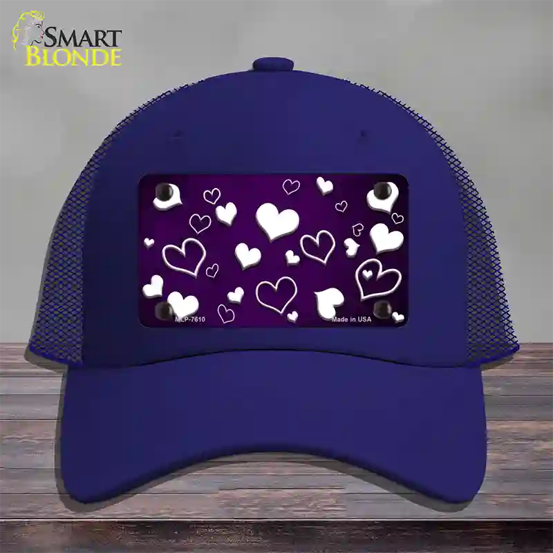 Purple White Love Oil Rubbed Novelty License Plate Hat Mesh / Royal Blue