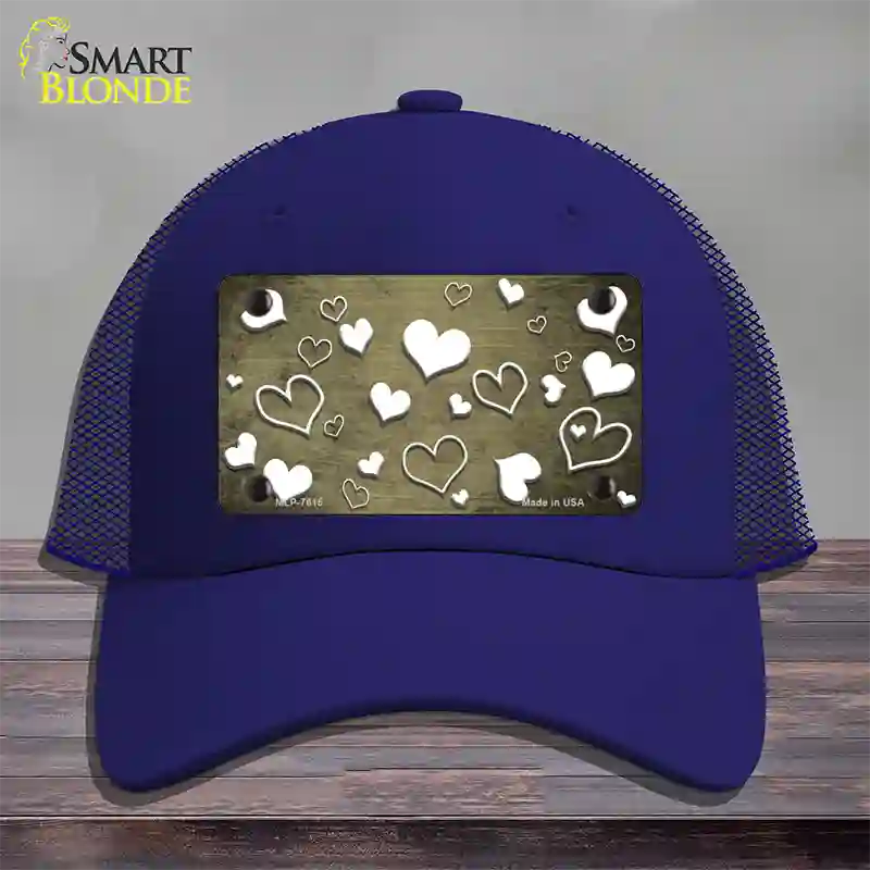 Gold White Love Oil Rubbed Novelty License Plate Hat Mesh / Royal Blue