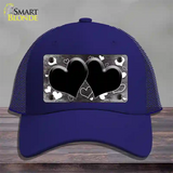 Black White Love Hearts Oil Rubbed Novelty License Plate Hat Mesh / Royal Blue