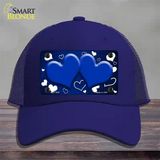 Blue White Love Hearts Oil Rubbed Novelty License Plate Hat Mesh / Royal Blue