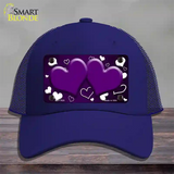 Purple White Love Hearts Oil Rubbed Novelty License Plate Hat Mesh / Royal Blue