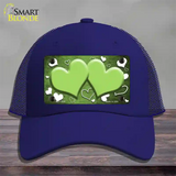 Lime Green White Love Hearts Oil Rubbed Novelty License Plate Hat Mesh / Royal Blue