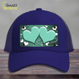 Mint White Love Hearts Oil Rubbed Novelty License Plate Hat Mesh / Royal Blue