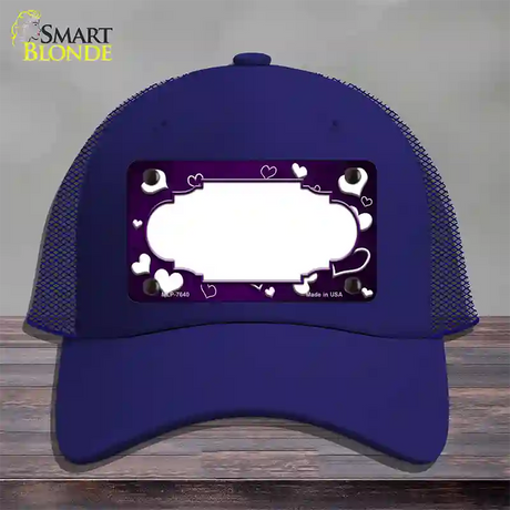 Purple White Love Scallop Oil Rubbed Novelty License Plate Hat Mesh / Royal Blue