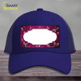 Pink White Scallop Butterfly Oil Rubbed Novelty License Plate Hat Mesh / Royal Blue