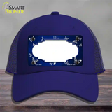 Blue White Scallop Butterfly Oil Rubbed Novelty License Plate Hat Mesh / Royal Blue