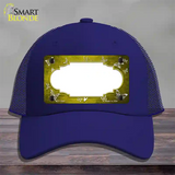 Yellow White Scallop Butterfly Oil Rubbed Novelty License Plate Hat Mesh / Royal Blue