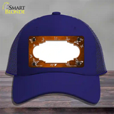 Orange White Scallop Butterfly Oil Rubbed Novelty License Plate Hat Mesh / Royal Blue