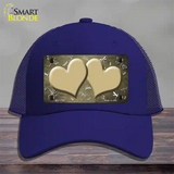 Gold White Dragonfly Hearts Oil Rubbed Novelty License Plate Hat Mesh / Royal Blue