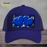 Blue White Owl Hearts Oil Rubbed Novelty License Plate Hat Mesh / Royal Blue