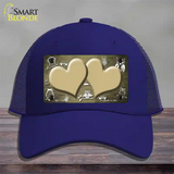 Gold White Owl Hearts Oil Rubbed Novelty License Plate Hat Mesh / Royal Blue