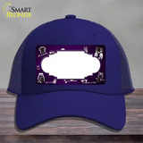 Purple White Owl Scallop Oil Rubbed Novelty License Plate Hat Mesh / Royal Blue