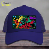 Green Splatter Oil Rubbed Novelty License Plate Hat Mesh / Royal Blue