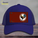 Rooster Offset Red Novelty License Plate Hat Mesh / Royal Blue