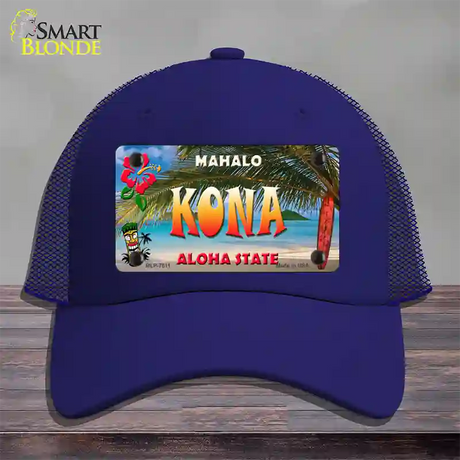 Kona Hawaii State Novelty License Plate Hat Mesh / Royal Blue