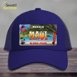 Maui Hawaii State Novelty License Plate Hat Mesh / Royal Blue