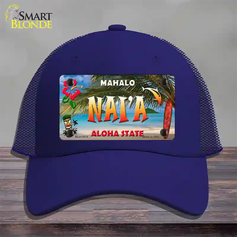 Naia Hawaii State Novelty License Plate Hat Mesh / Royal Blue