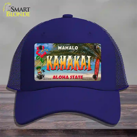 Kahakai Hawaii State Novelty License Plate Hat Mesh / Royal Blue