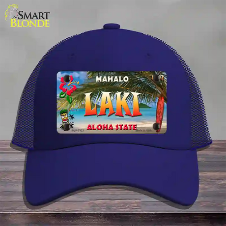 Laki Hawaii State Novelty License Plate Hat Mesh / Royal Blue