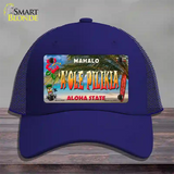 Aole Pilikia Hawaii State Novelty License Plate Hat Mesh / Royal Blue