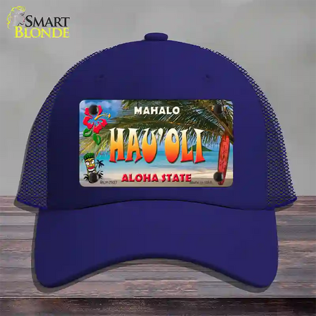 Hau oli Hawaii State Novelty License Plate Hat Mesh / Royal Blue