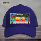 Oahu Hawaii State Novelty License Plate Hat Mesh / Royal Blue