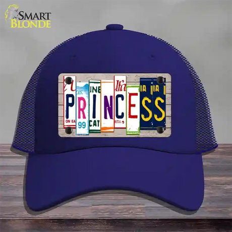 Princess License Plate Art Wood Novelty License Plate Hat Mesh / Royal Blue