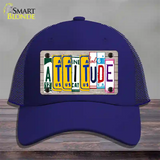 Attitude License Plate Art Wood Novelty License Plate Hat Mesh / Royal Blue