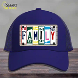 Family License Plate Art Wood Novelty License Plate Hat Mesh / Royal Blue