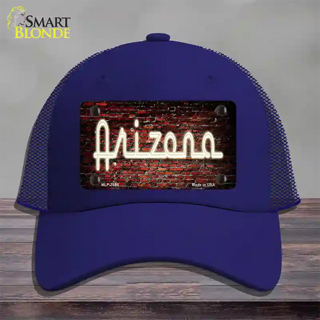 Arizona Neon Brick Novelty License Plate Hat Mesh / Royal Blue