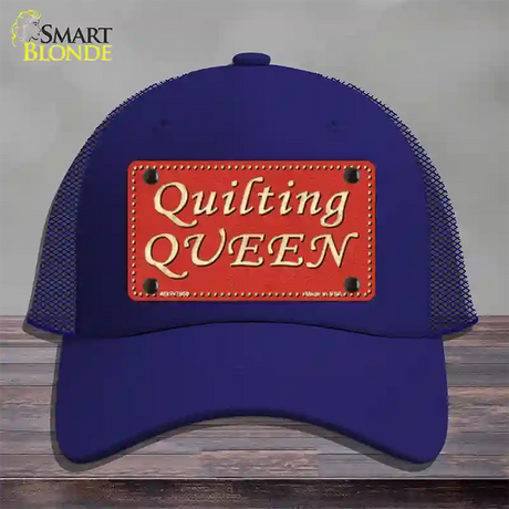 Quilting Queen Novelty License Plate Hat Mesh / Royal Blue