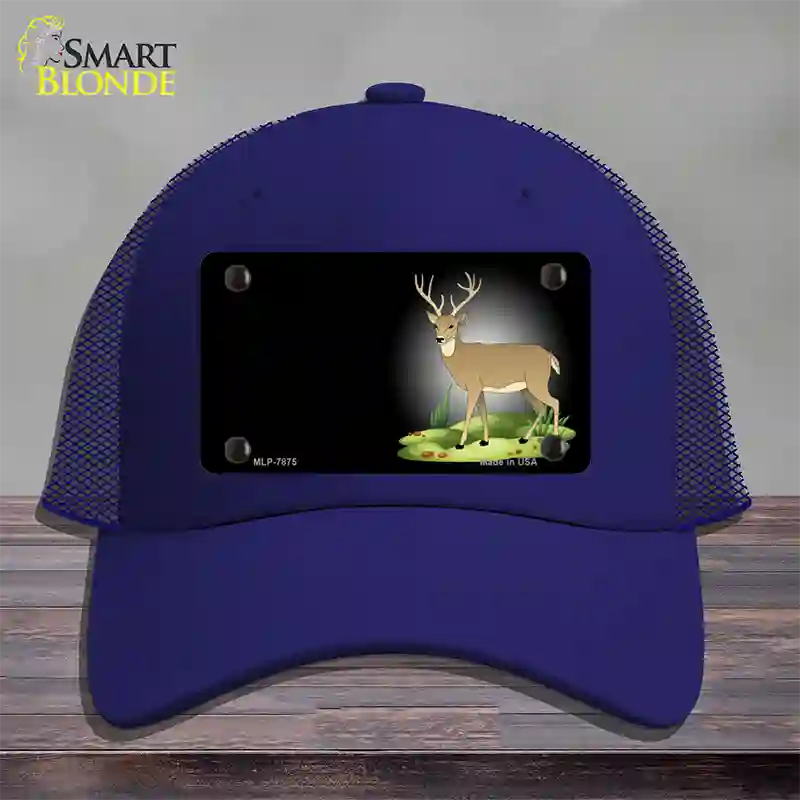 Deer Offset Novelty License Plate Hat Mesh / Royal Blue