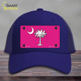 South Carolina Flag Pink Novelty License Plate Hat Mesh / Royal Blue