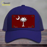 South Carolina Flag Burgundy Novelty License Plate Hat Mesh / Royal Blue