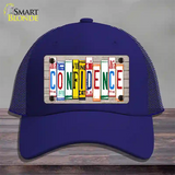 Confidence Wood License Plate Art Novelty License Plate Hat Mesh / Royal Blue