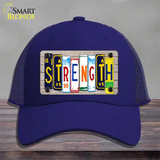 Strength Wood License Plate Art Novelty License Plate Hat Mesh / Royal Blue