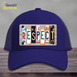 Respect Wood License Plate Art Novelty License Plate Hat Mesh / Royal Blue