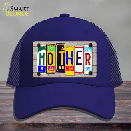 Mother Wood License Plate Art Novelty License Plate Hat Mesh / Royal Blue