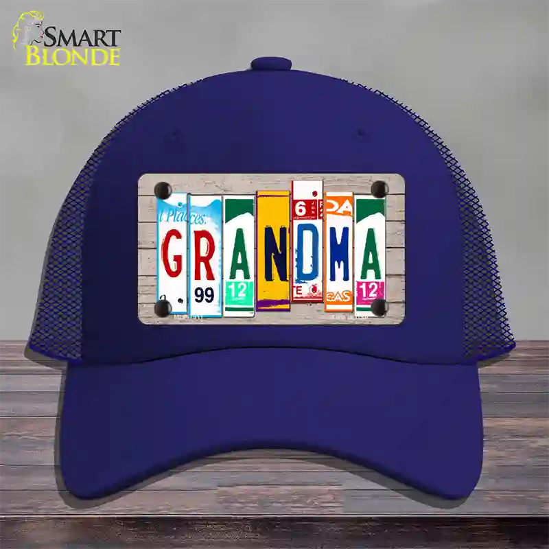 Grandma Wood License Plate Art Novelty License Plate Hat Mesh / Royal Blue