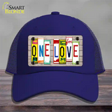 One Love Wood License Plate Art Novelty License Plate Hat Mesh / Royal Blue