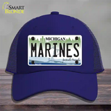 Marines Michigan Novelty License Plate Hat Mesh / Royal Blue