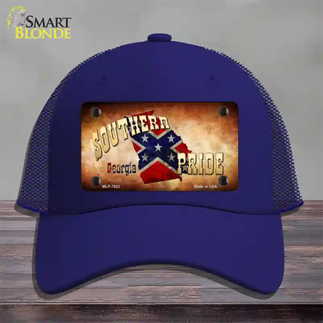 Southern Pride Georgia Novelty License Plate Hat Mesh / Royal Blue